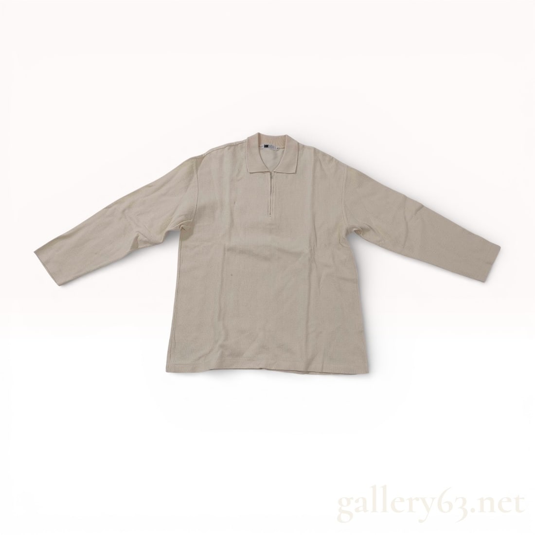 Issey Miyake Studio Cream Long Sleeve Pullover Top with Half Zip Collar size Large (1 of 10)