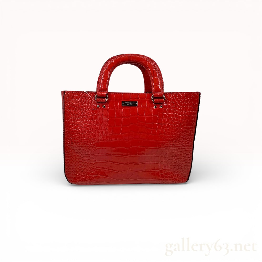 Kate Spade Tote in Red Croc Embossed Patent Leather with Top Handles - Excellent Condition (1 of 10)