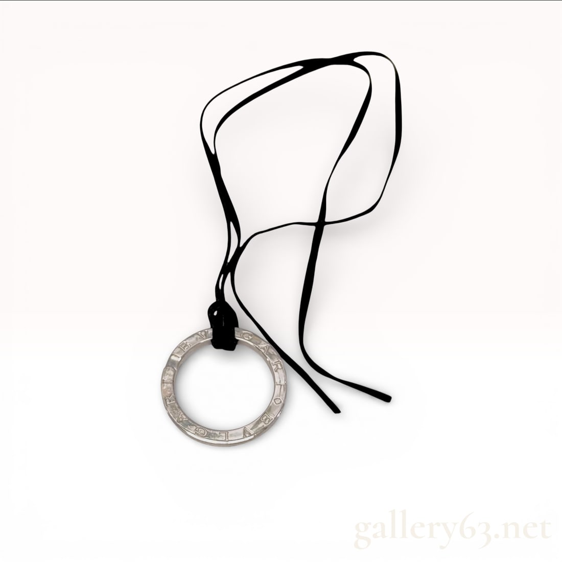 Bvlgari B.Zero1 Silver-Tone Ring Keychain Pendant with Black Cord (1 of 9)