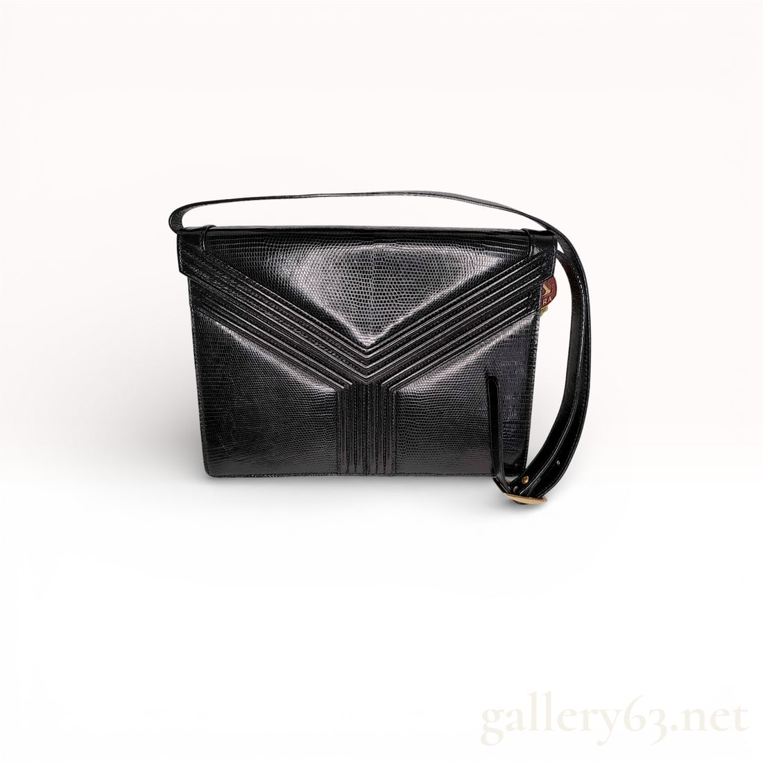 Yves Saint Laurent Black Lizard Skin JRA Envelope Style Shoulder Bag (1 of 10)