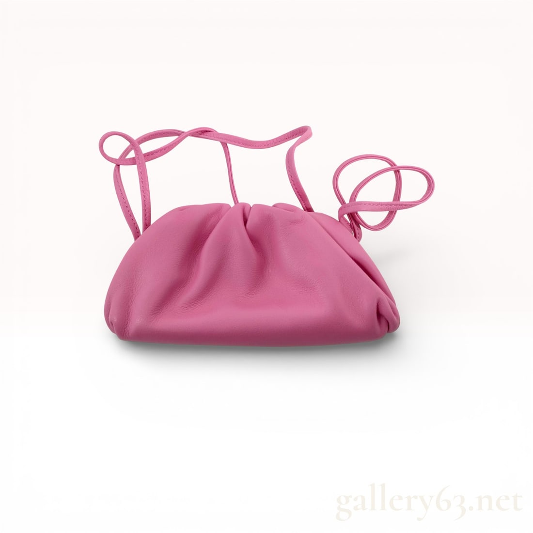 Bottega Veneta The Pouch Bubblegum Pink Butter Calfskin Leather Mini Clutch with Shoulder Strap (1 of 10)