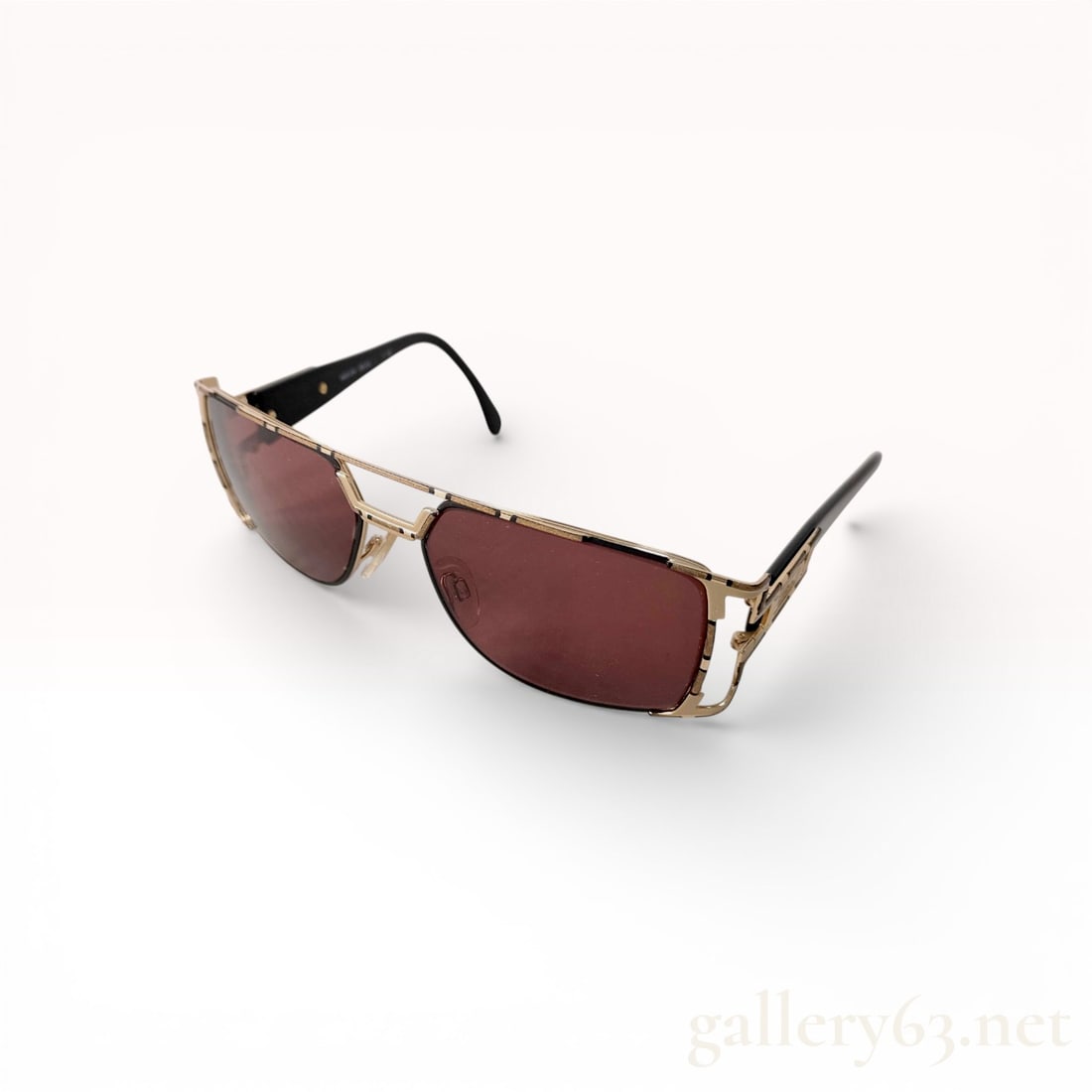 Cazal MOD.974 Gold-Tone Metal and Black Acetate Sunglasses with Brown Lenses (1 of 10)