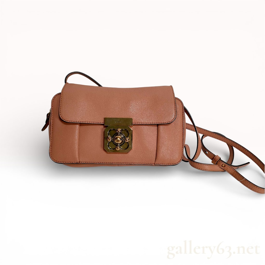 Chloé Elsie Blush Pink Leather Shoulder Bag with Gold Turnlock Hardware (1 of 10)