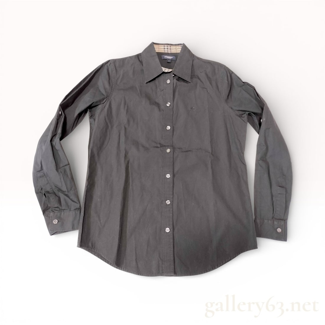 Burberry London Black Long Sleeve Button-Up Shirt with Nova Check -size S (1 of 10)