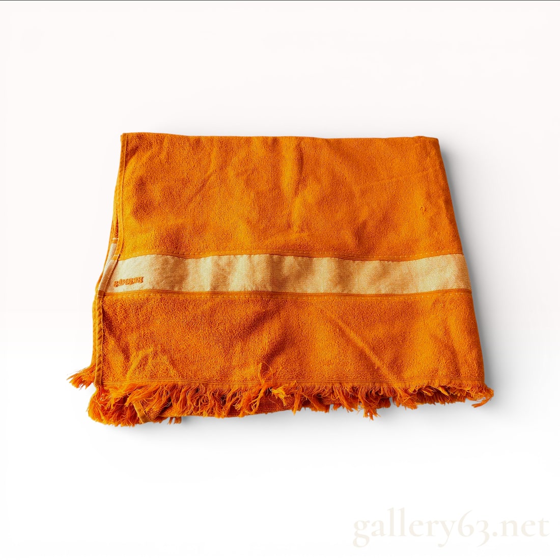 Hermès Large Format Orange Cotton Blend Shawl with Fringe with box (1 of 8)