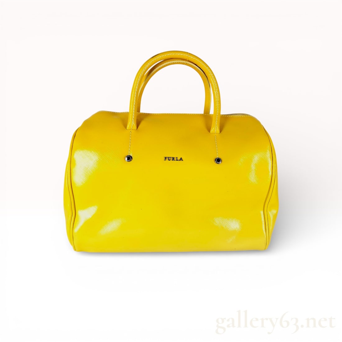 Furla Alissa Boston Bag in Yellow Saffiano Leather - Excellent Condition (1 of 9)