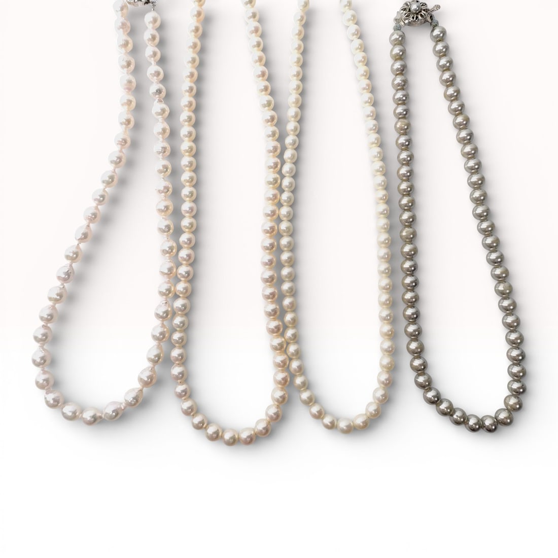 Four Cultured 6-7mm Cultured Pearl Necklaces with Sterling Silver Hardware 126.44g (1 of 10)
