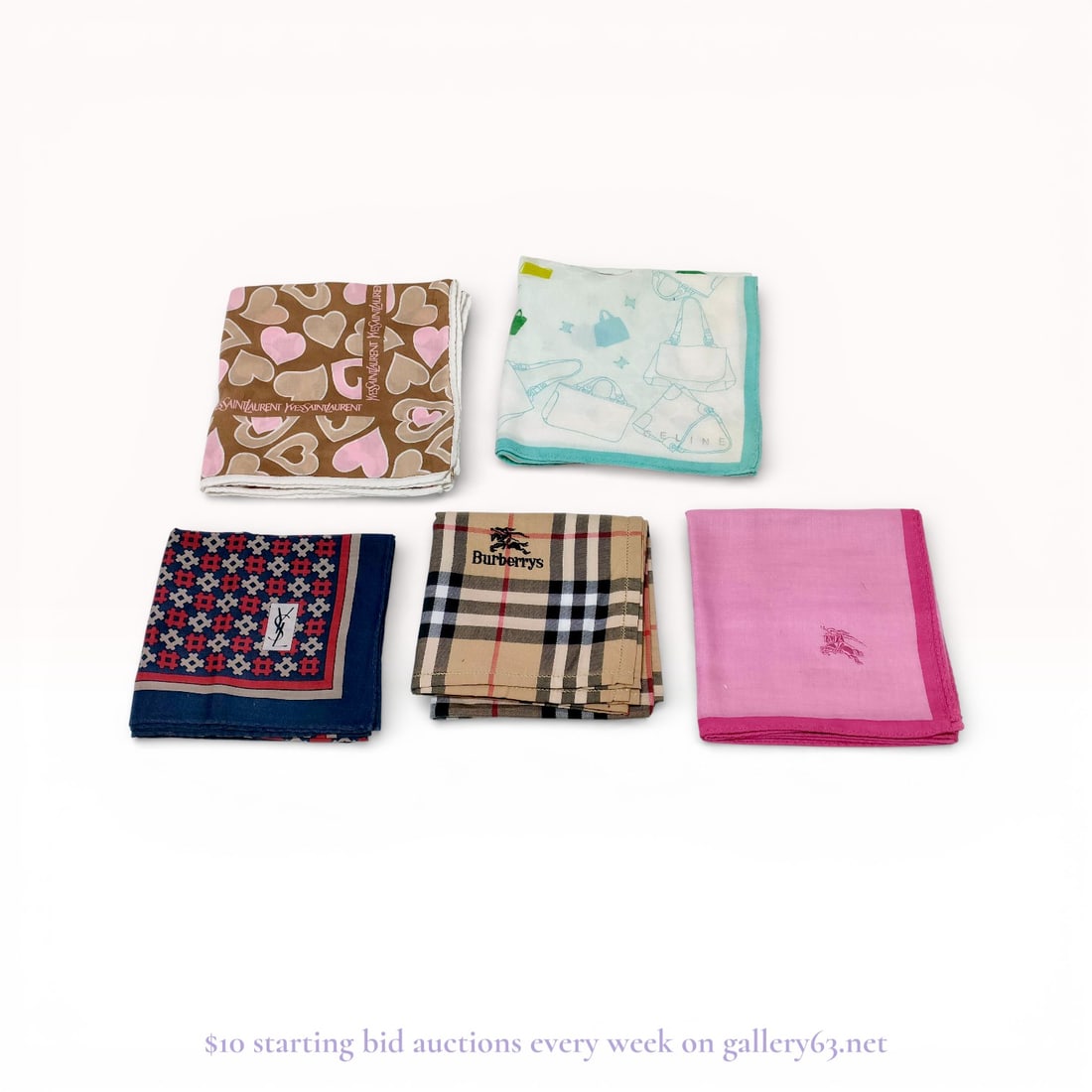 Group of Burberry & YSL Hankercheifs /small square format pocket squares (1 of 5)