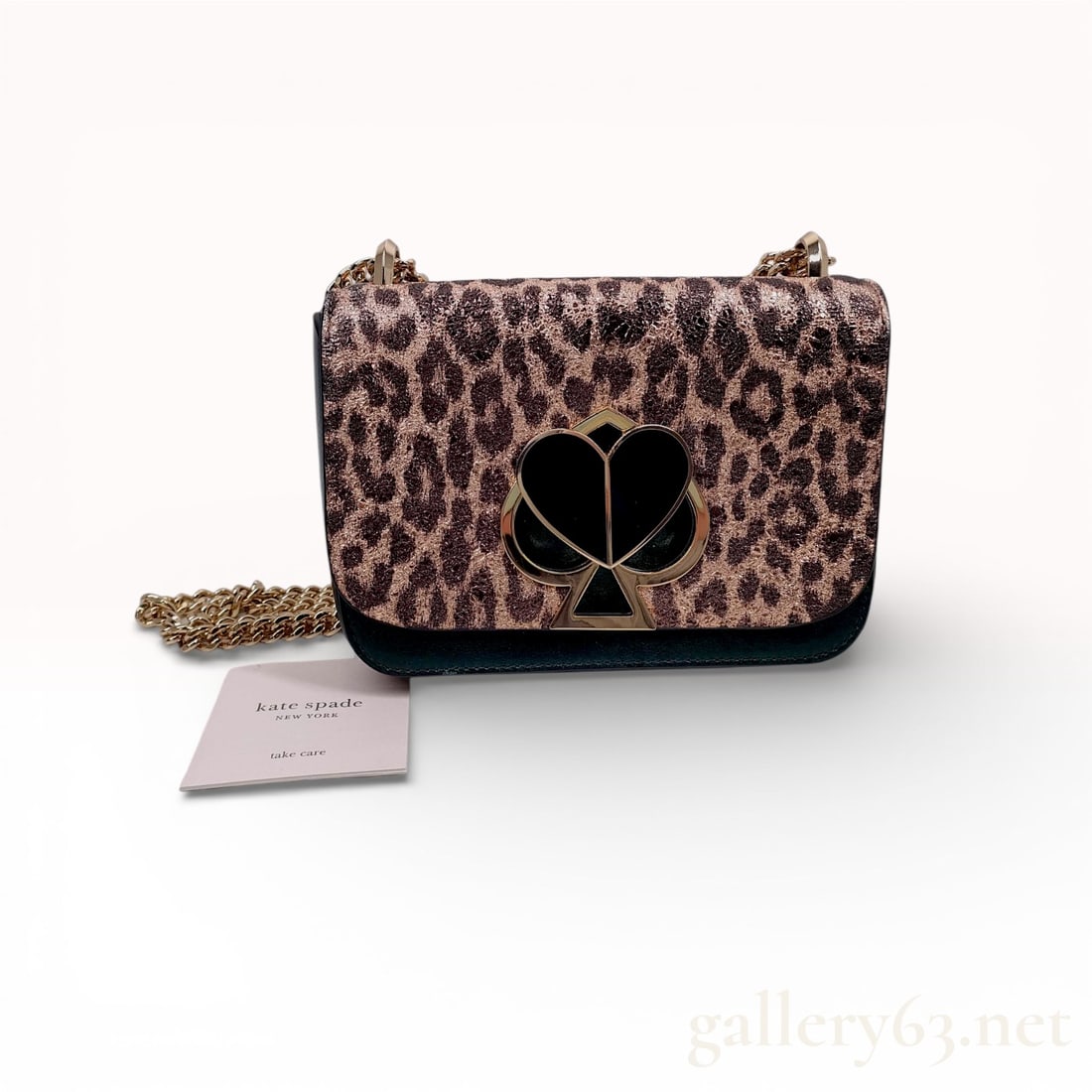 Kate Spade New York Nicola Small Convertible Chain Shoulder Bag in the Metallic Leopard print (1 of 10)