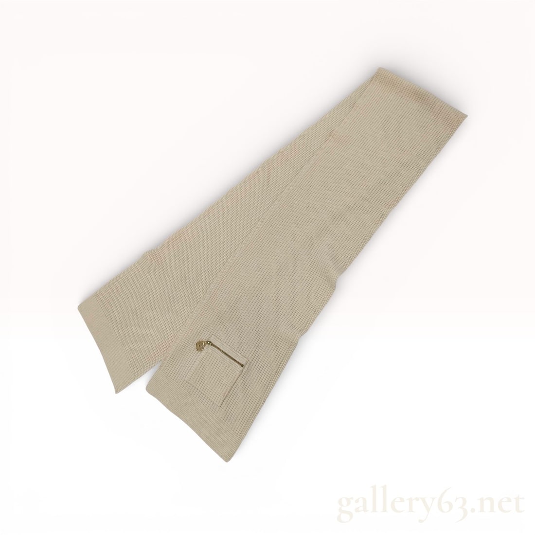 Louis Vuitton Cream Knit Muffler Scarf with Zip Pocket Detail in Wool (1 of 7)