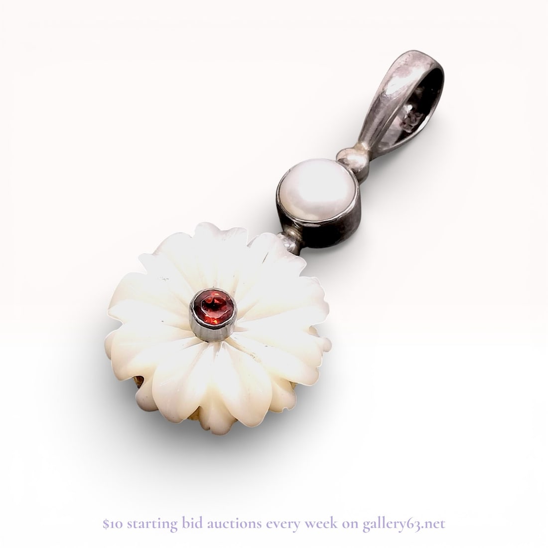 Sterling Silver Flower Motif Pendant Estate Lot, 9.8g Sajen brand (1 of 9)