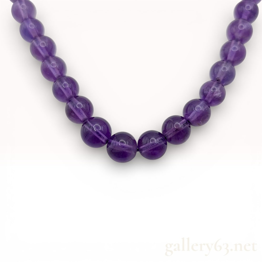 Amethyst Bead Necklace with SV Silver Clasp, 33.1g (1 of 5)