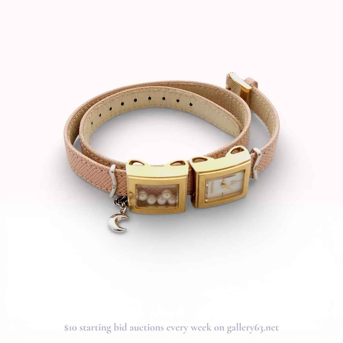 Mikimoto Happy Pearl Watch in Pink Leather & Rose Gold-Tone: Estate lot offered as shown, including all items visible in the images. Offered as a single lot with no individual examination; contents and condition vary and may include wear, damage, or missing ele