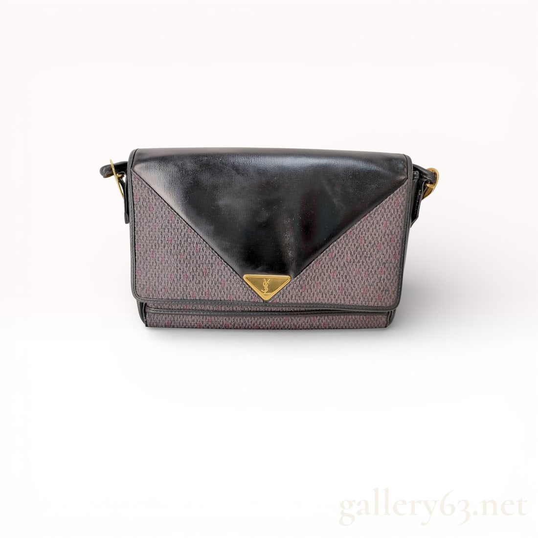 Vintage Yves Saint Laurent Leather & Patterned Coated Canvas Shoulder Bag (1 of 10)