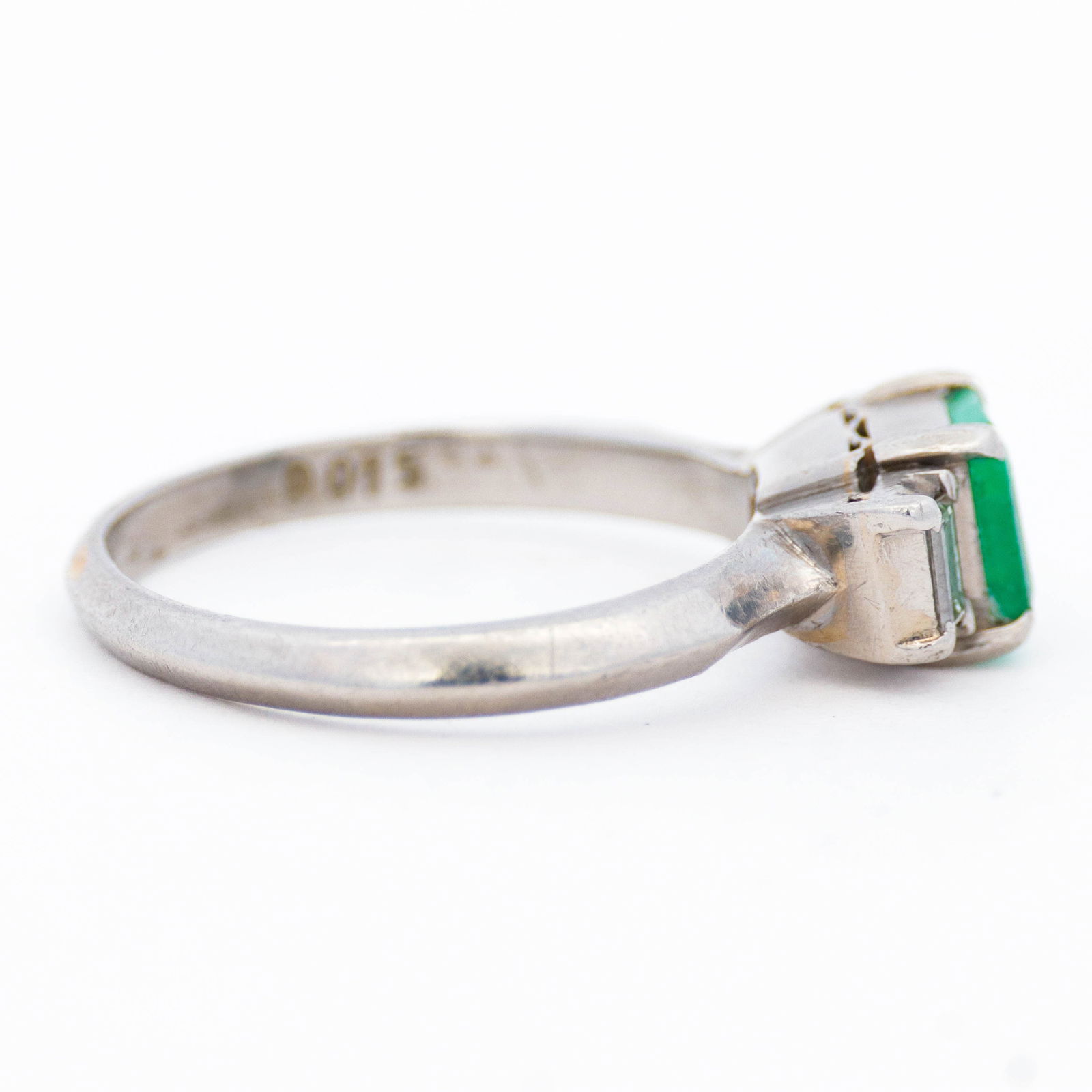 Emerald and Diamond Three Stone Ring - 3