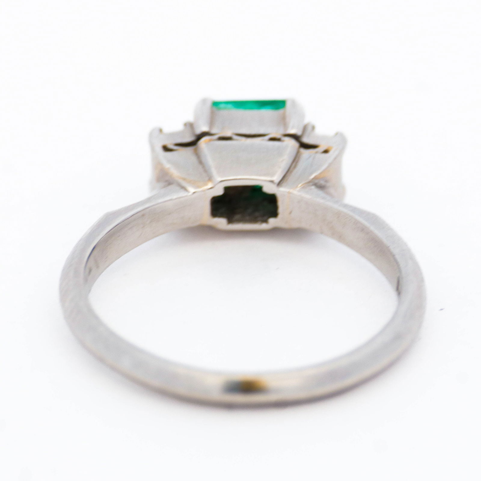 Emerald and Diamond Three Stone Ring - 4