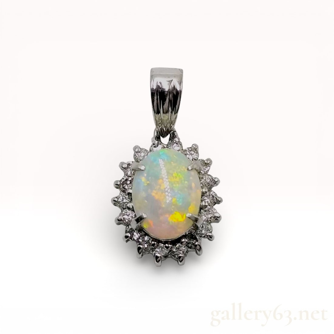 Opal and Diamond Platinum Pendant Top (1 of 10)