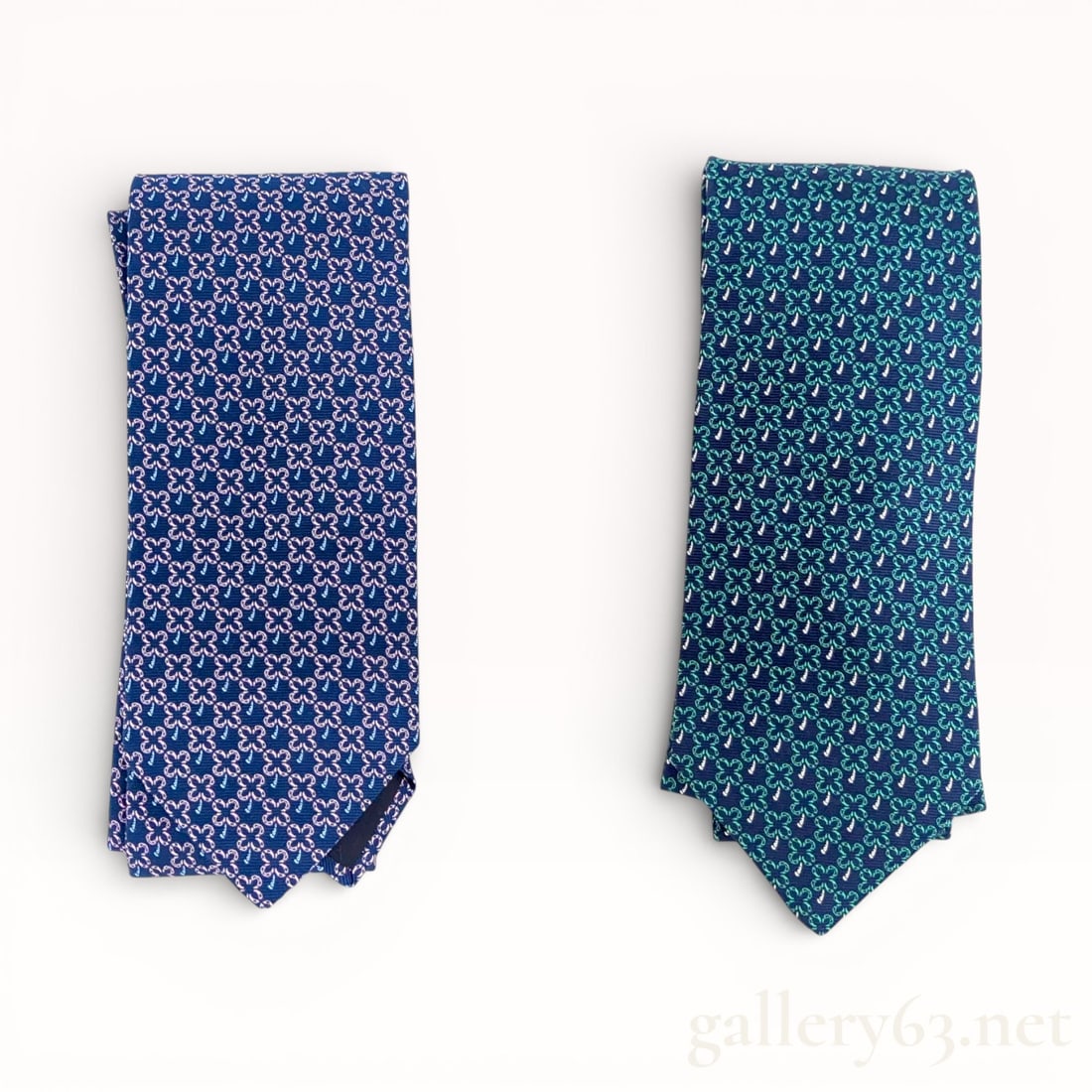 Hermès All-Over Clover Silk Tie Set of Two (1 of 10)