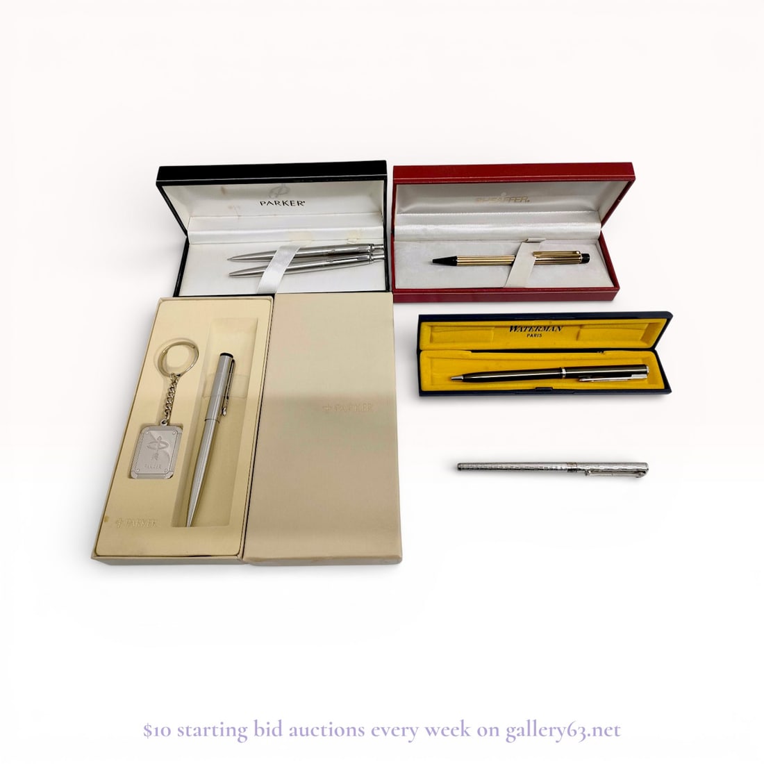 A Collection of Writing Instruments including Sheaffer Targa Regency Stripe 675 and Tiffany and Co. (1 of 7)