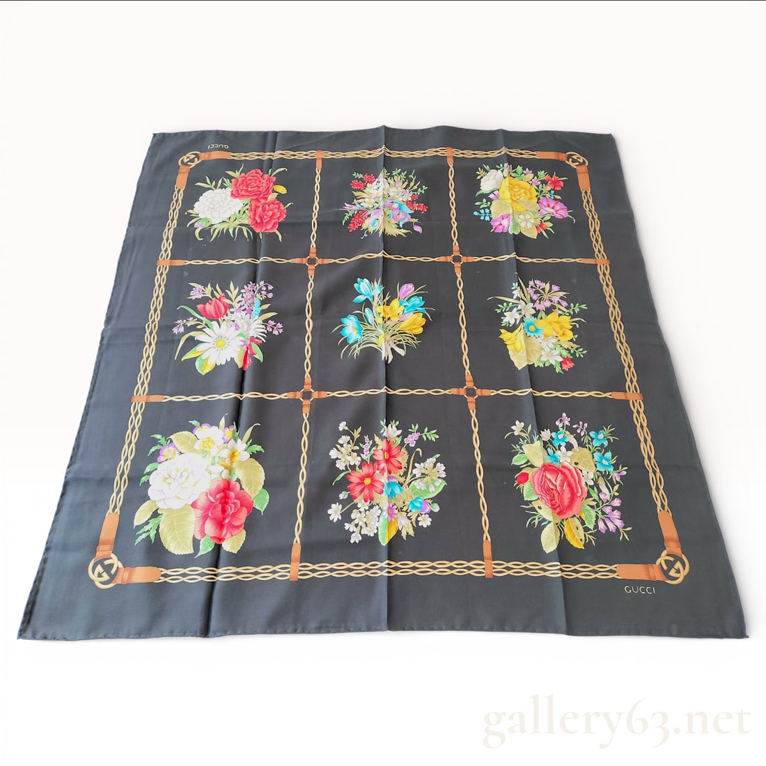 Gucci Silk Square Scarf, Vintage Flora Pattern (1 of 10)