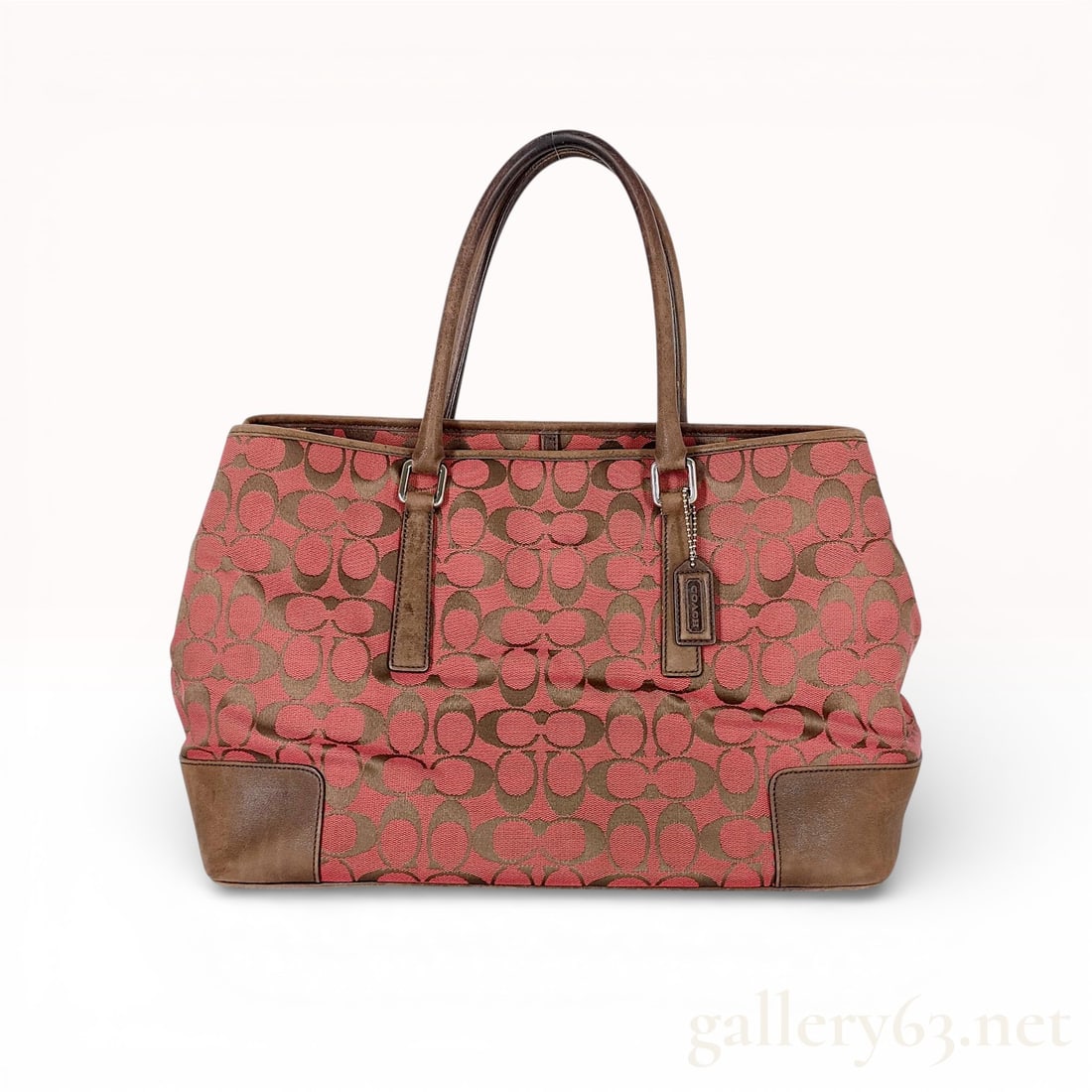 Coach Signature Canvas Gallery Tote Red and Brown Leather (1 of 10)
