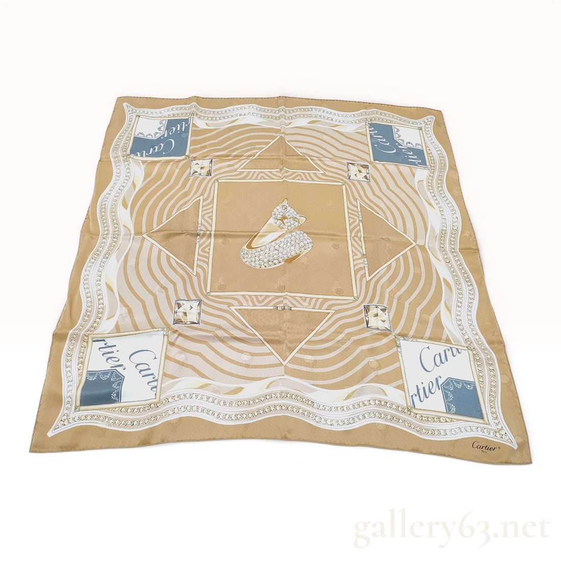 Cartier Paris Silk Scarf Panth?¨re de Cartier Motif Tan (1 of 10)