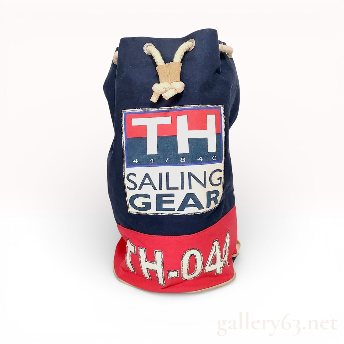 Tommy Hilfiger Vintage 90s Sailing Gear TH-044 Canvas Nautical Sea Bag Backpack Navy Red (1 of 10)