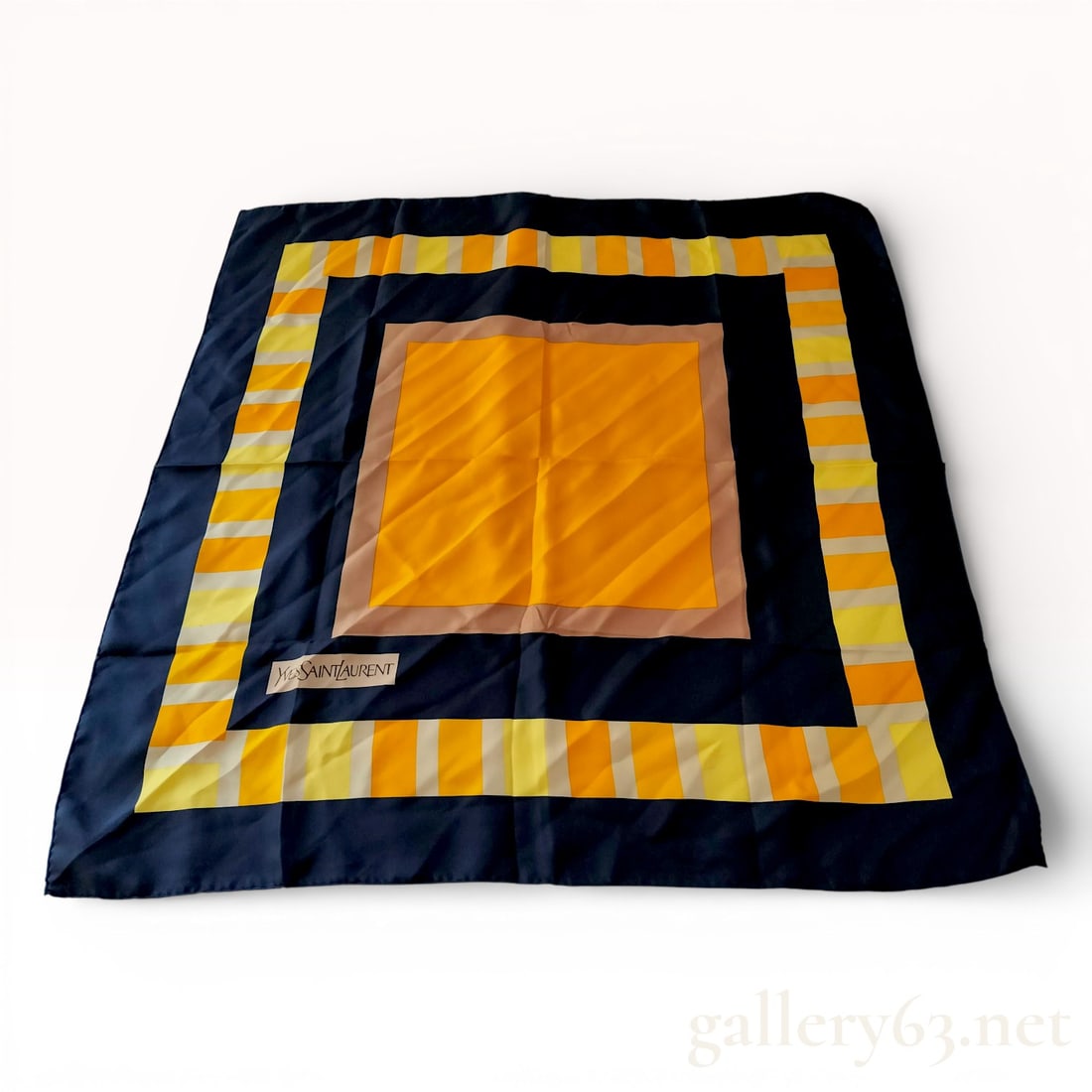 Yves Saint Laurent Square Silk Scarf Geometric Color-Block Pattern (1 of 10)