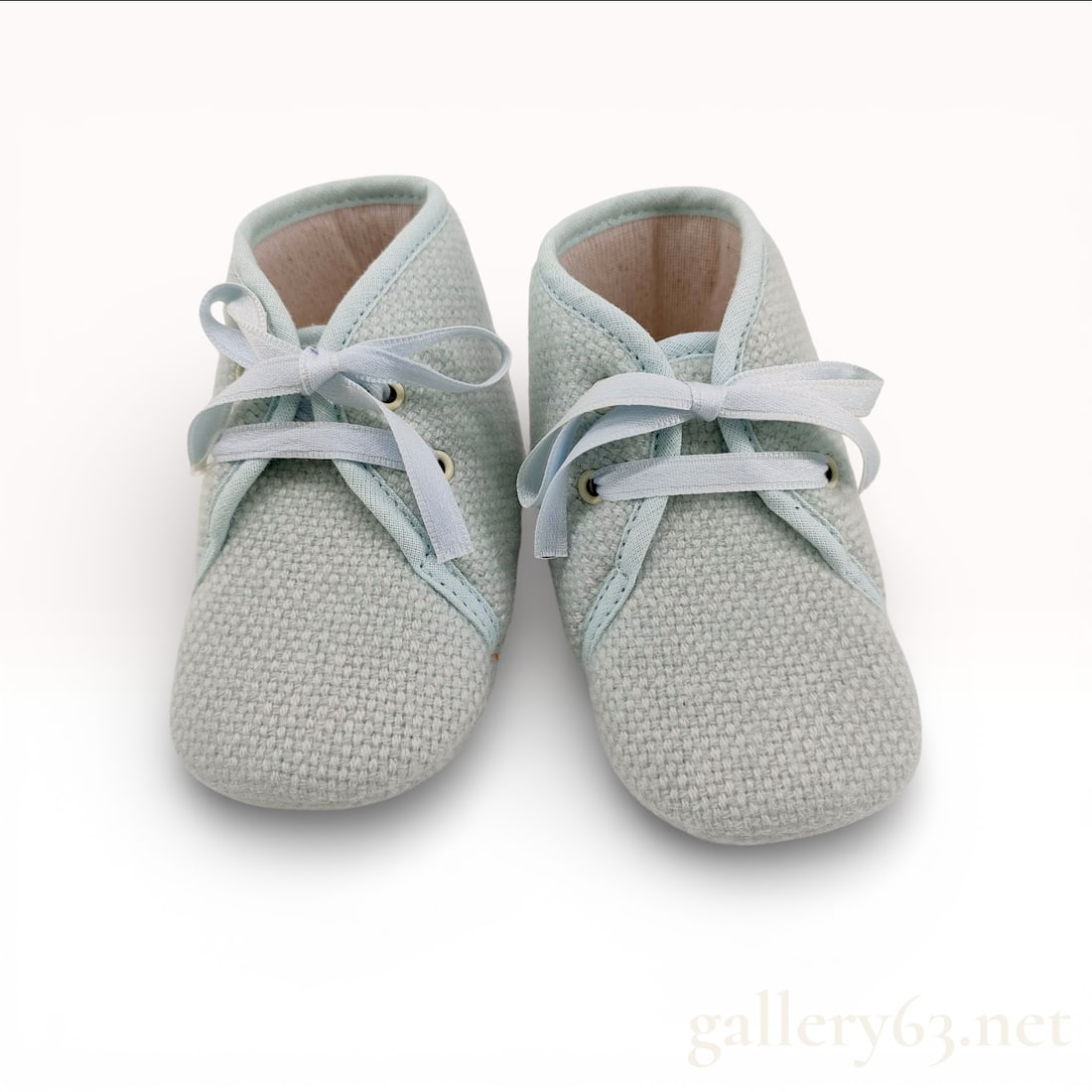 Herm?¨s Adada Woven Wool Baby Booties, Infant Size, Light Blue, with Box (1 of 10)