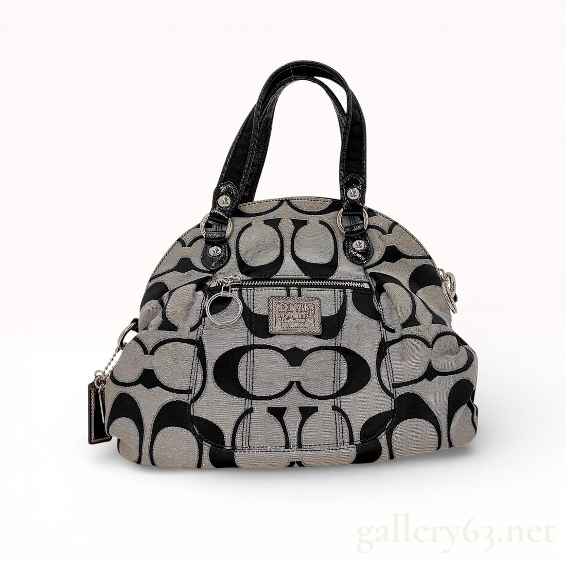 Coach Madison Maggie Op Art Signature Jacquard Shoulder Bag Gray Black (1 of 10)