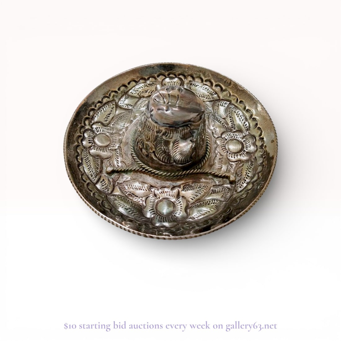 Sterling Silver Mexican Sombrero Decorative Dish, Mid-20th Century (1 of 8)