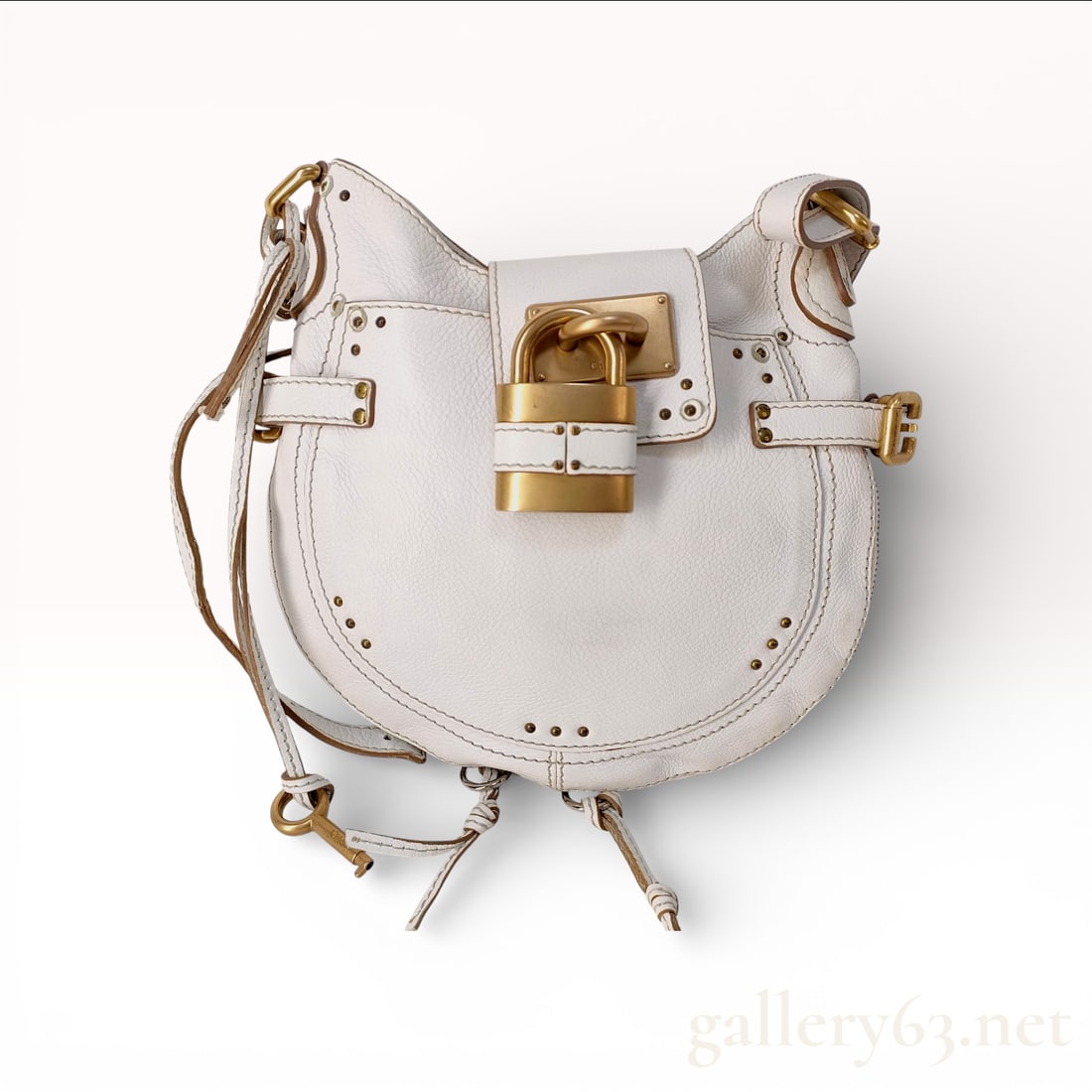 Chloe Paddington Saddle Bag, Grained Calfskin Leather, Off-White (1 of 10)