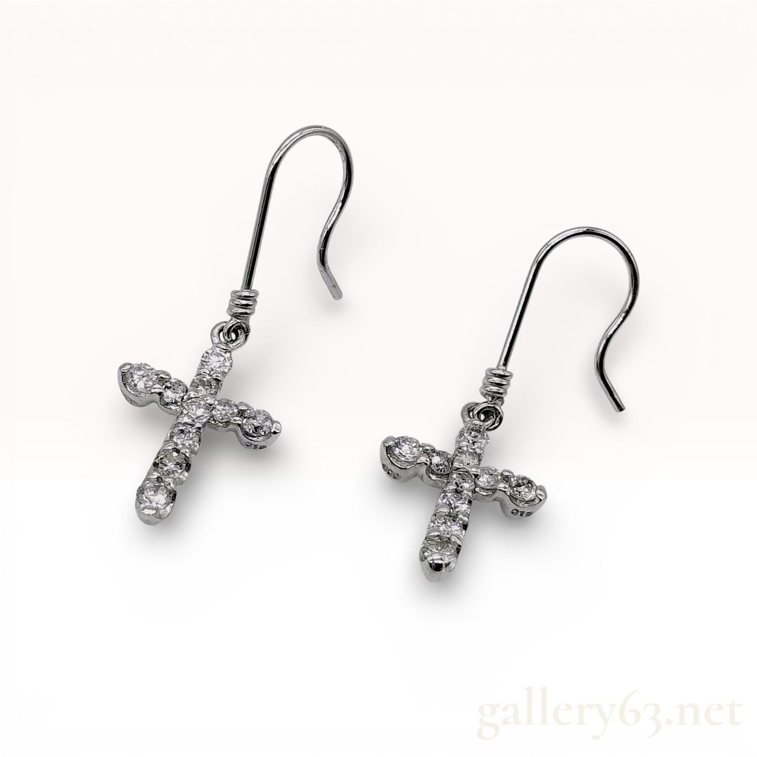 Sterling Silver and Diamond Cross Drop Earrings (1 of 6)