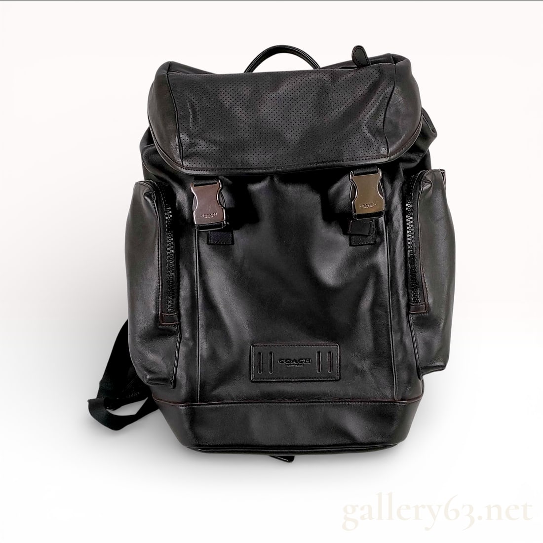 Coach Track Flap Backpack Smooth Calf Leather Black (1 of 10)