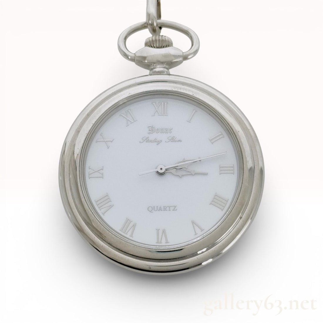 Donar Sterling Silver Quartz Pocket Watch with Roman Numeral Dial (1 of 10)