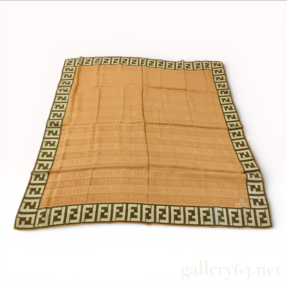 Fendi Square Silk Jacquard Scarf with Zucca Monogram Border (1 of 7)