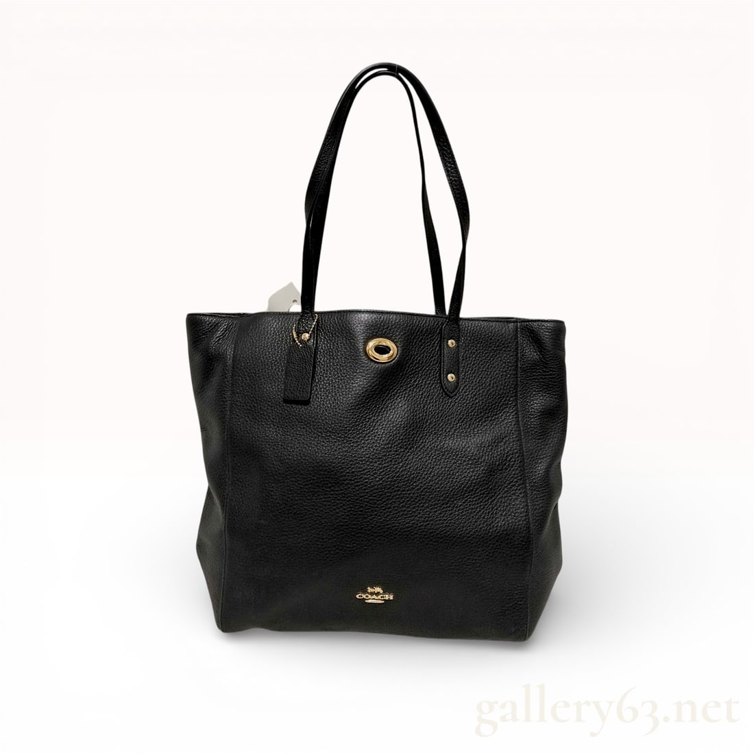Coach Taylor Pebble Leather Zip Top Tote Bag in Black (1 of 10)