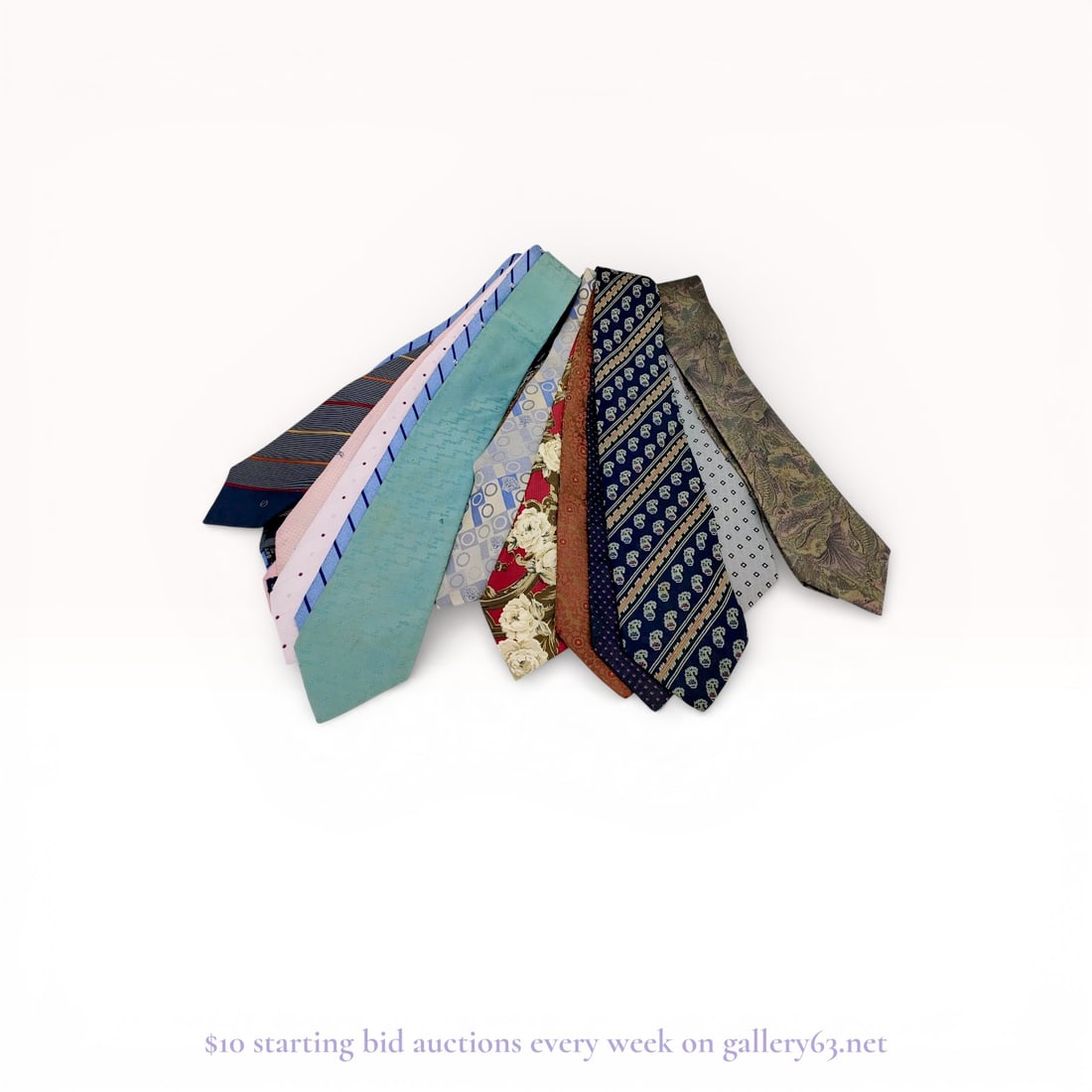 Versace, Armani, Fendi, and Etro Designer Silk Necktie Collection: A curated collection of designer men's neckties featuring eleven pieces from prestigious luxury fashion houses. The lot includes one Giorgio Armani tie in navy blue with diagonal stripes and a stylize