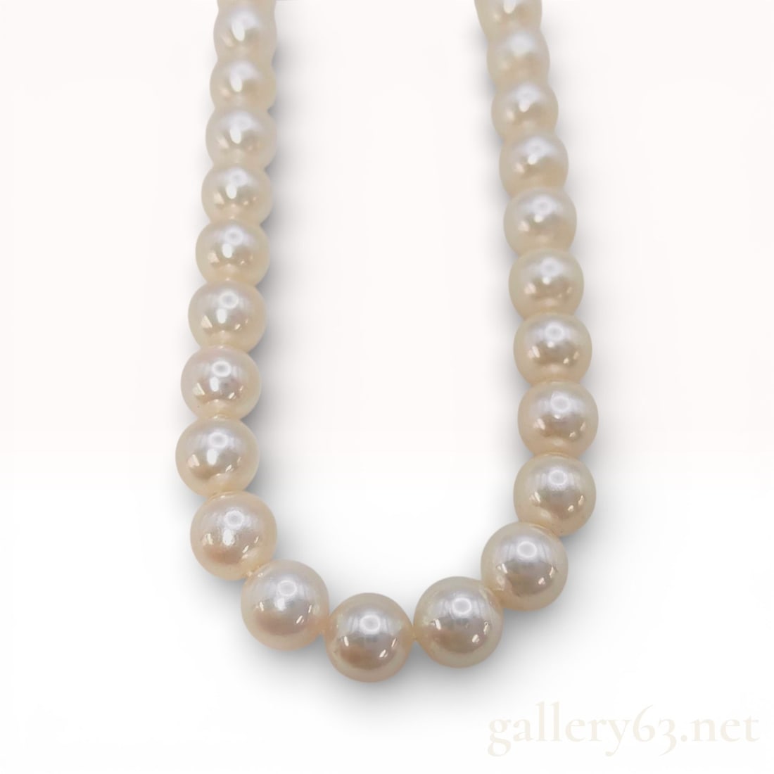 Silver Graduated Cultured Pearl Strand Necklace with Filigree Clasp (1 of 5)