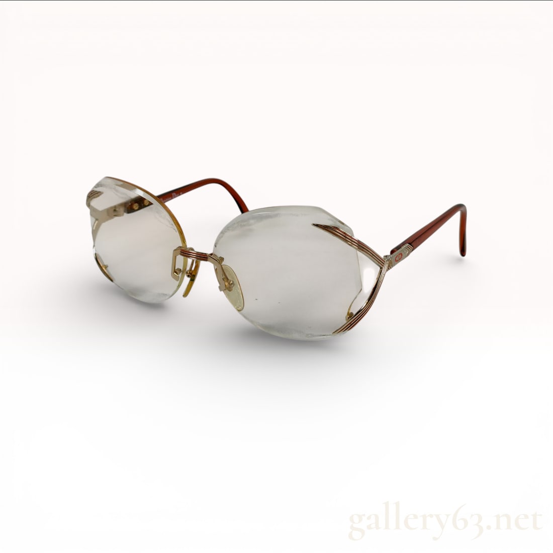 Christian Dior Vintage Rimless Eyeglass Frames, Gold-Tone and Optyl (1 of 10)
