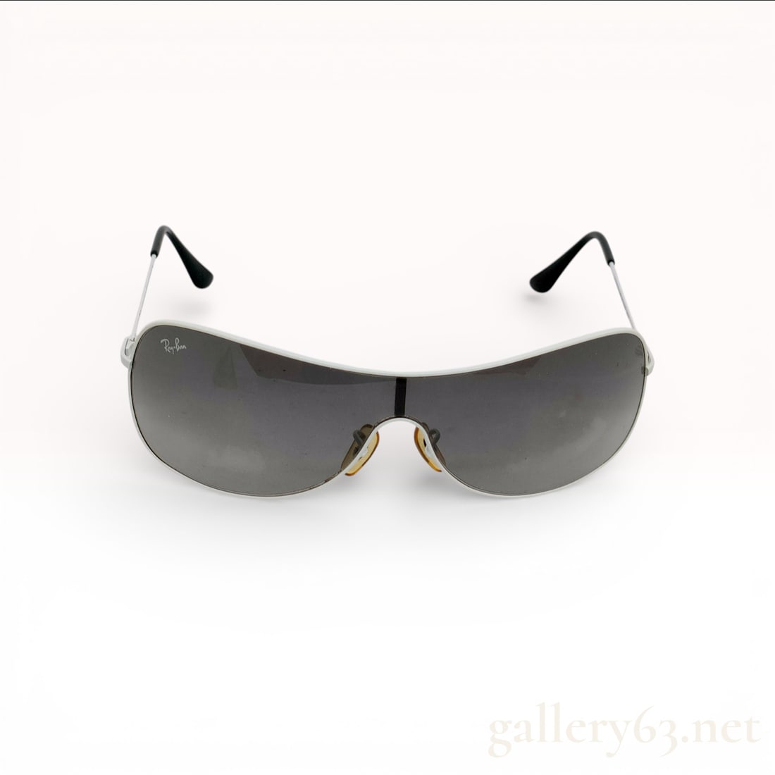 Ray-Ban RB 3211 Shield Sunglasses with White Metal Frame (1 of 8)