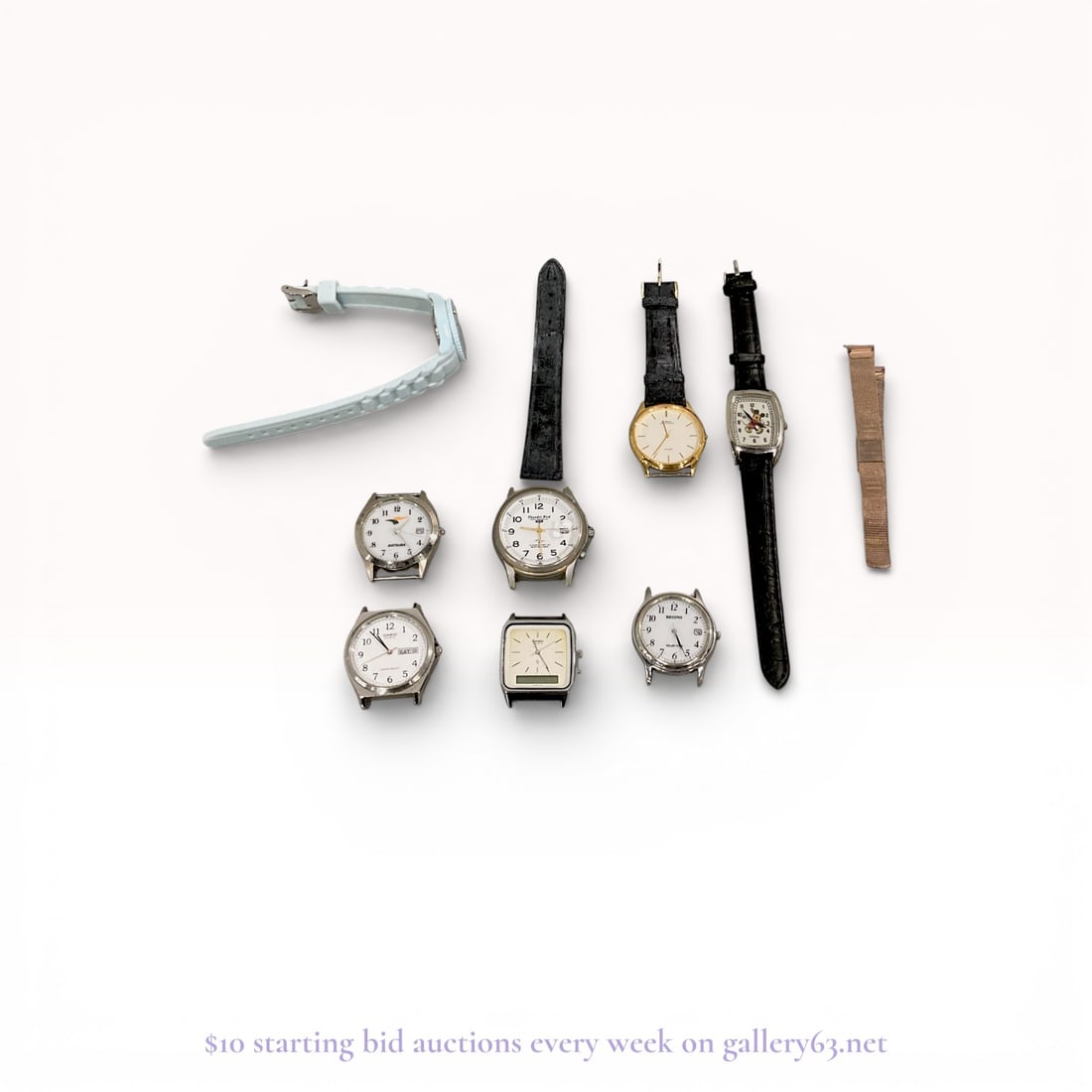 A Collection of Seven Wristwatches Including Casio, Citizen, and Disney Mickey Mouse (1 of 9)