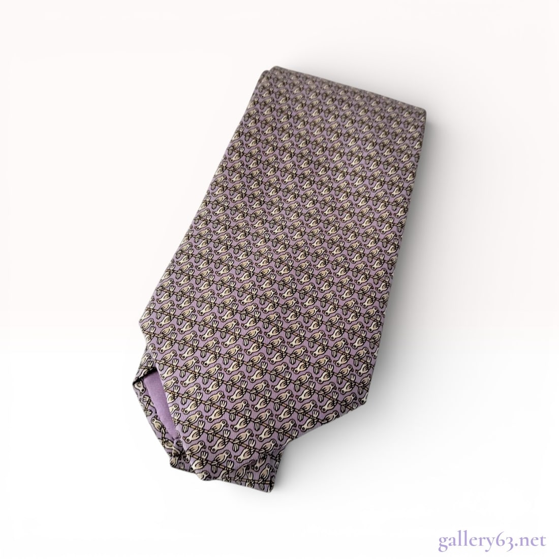 Hermes Silk Men's Tie, Birds on a Wire Pattern with Box (1 of 10)