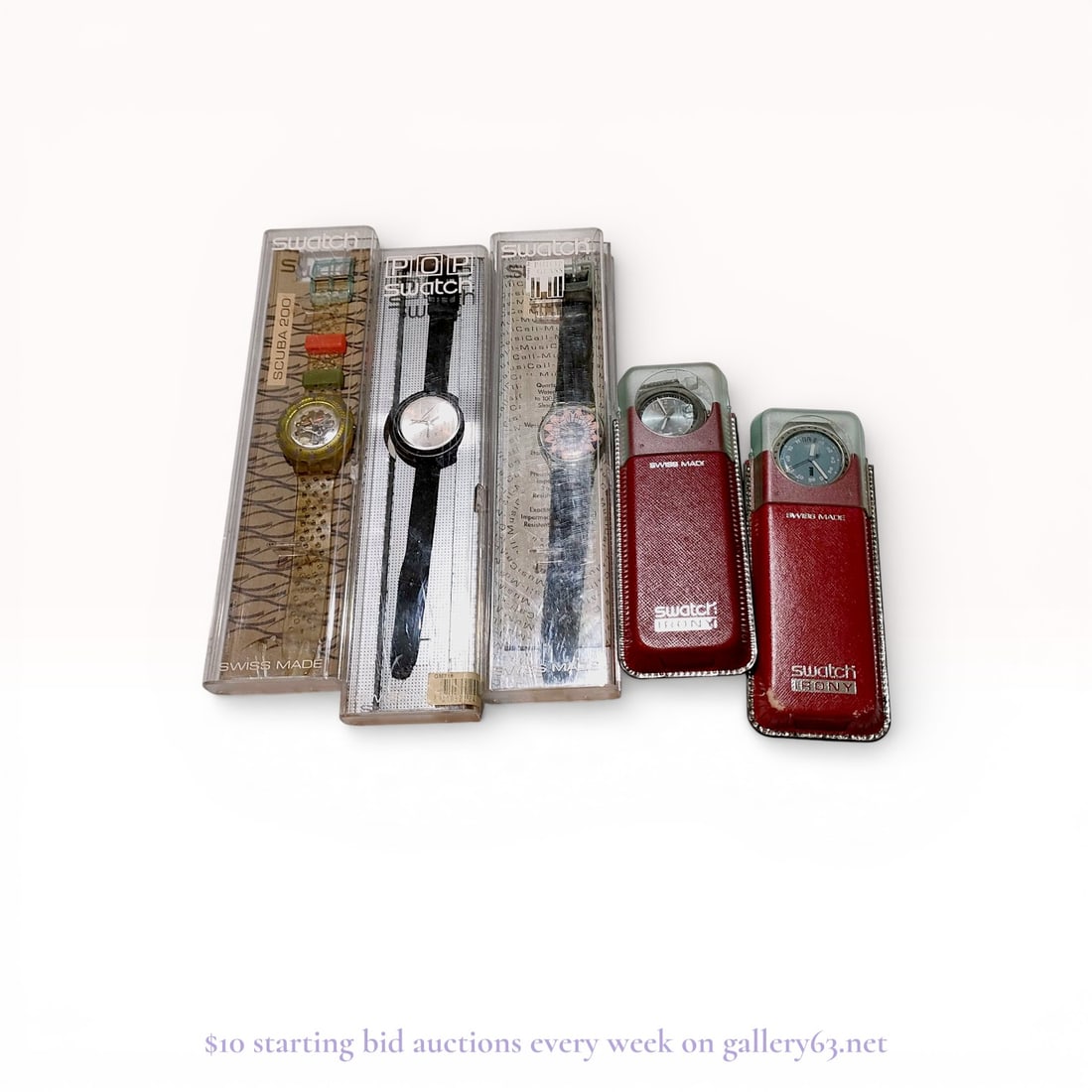 Swatch Collection of Five Vintage and Contemporary Wristwatches including Irony High-Speed and Scuba (1 of 5)