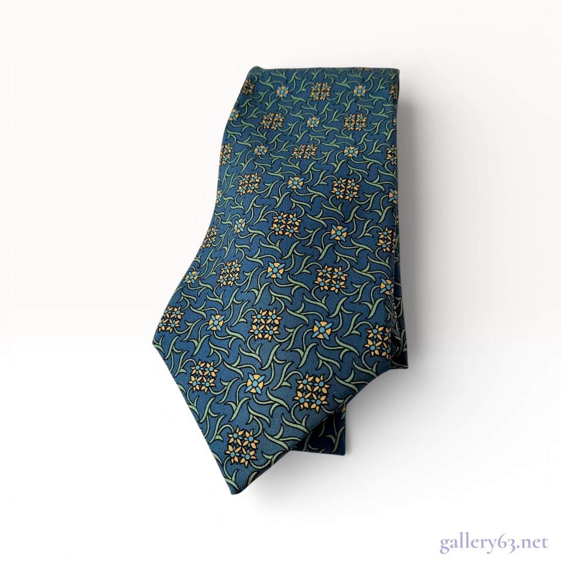 Hermes Paris Men's Silk Foliate Pattern Necktie (1 of 10)