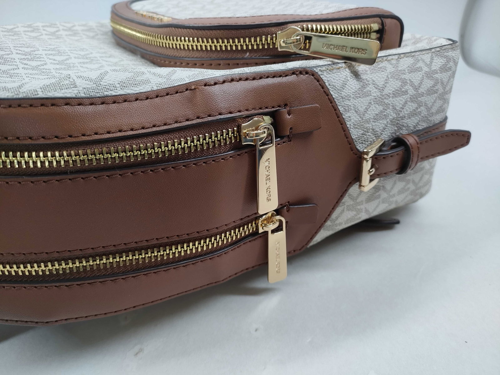 Michael Kors Jaycee Medium Logo Backpack, Coated Canvas, Vanilla and Acorn - 6