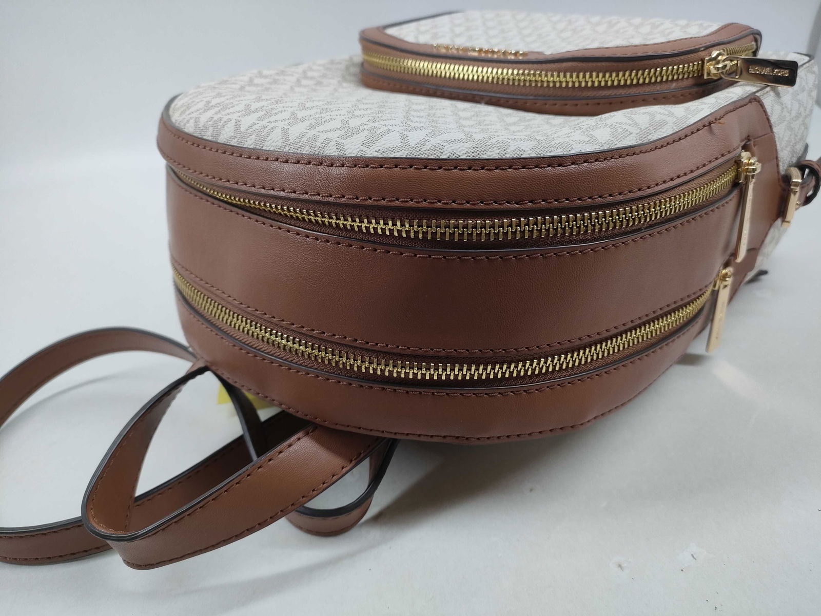 Michael Kors Jaycee Medium Logo Backpack, Coated Canvas, Vanilla and Acorn - 7