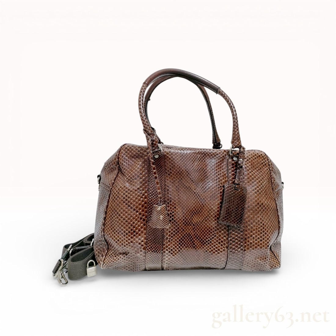 Dolce & Gabbana Brown Python Snakeskin Top Handle Travel Bag (1 of 10)