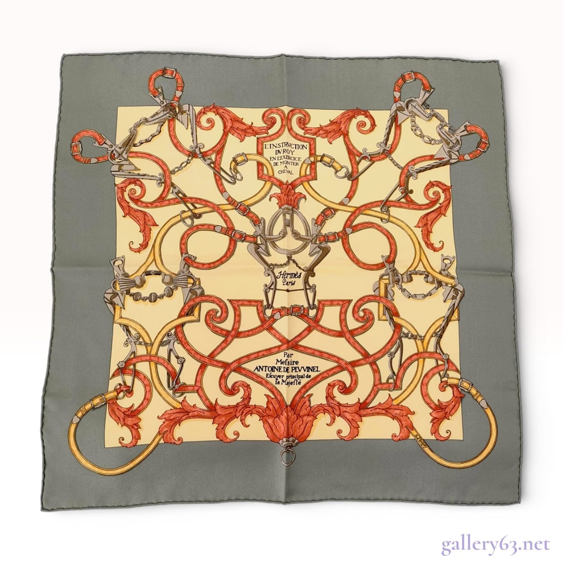 Hermes L'Instruction Du Roy Petite Carre: Hermes L'Instruction Du Roy silk scarf, featuring a design by Shan'Merry based on a 17th-century equestrian manual. Approx 42 cm The 'L'Instruction du Roy' Petite Carre is a particularly inter
