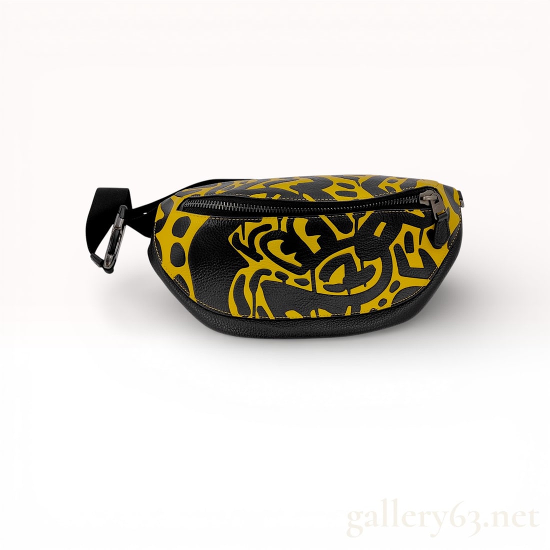 Coach Disney x Keith Haring Charter Belt Bag 7, Polished Pebble Leather, Black and Yellow (1 of 10)